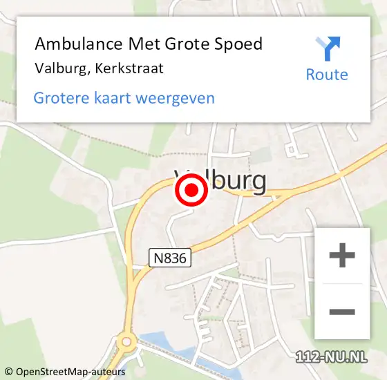 Locatie op kaart van de 112 melding: Ambulance Met Grote Spoed Naar Valburg, Kerkstraat op 6 juni 2021 16:54