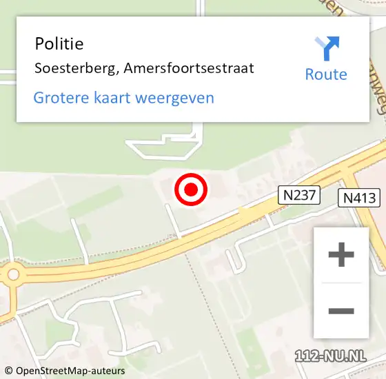 Locatie op kaart van de 112 melding: Politie Soesterberg, Amersfoortsestraat op 6 juni 2021 16:56