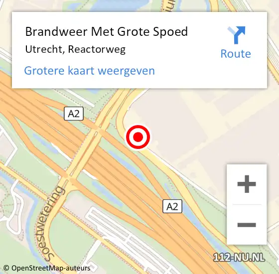 Locatie op kaart van de 112 melding: Brandweer Met Grote Spoed Naar Utrecht, Reactorweg op 6 juni 2021 17:00