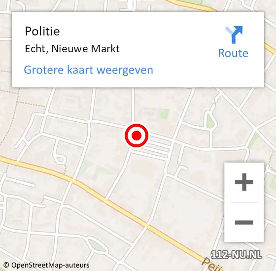 Locatie op kaart van de 112 melding: Politie Echt, Nieuwe Markt op 6 juni 2021 17:43