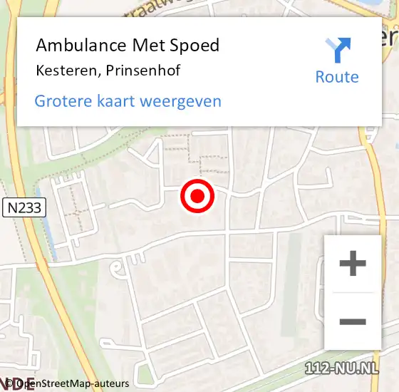 Locatie op kaart van de 112 melding: Ambulance Met Spoed Naar Kesteren, Prinsenhof op 6 juni 2021 17:58