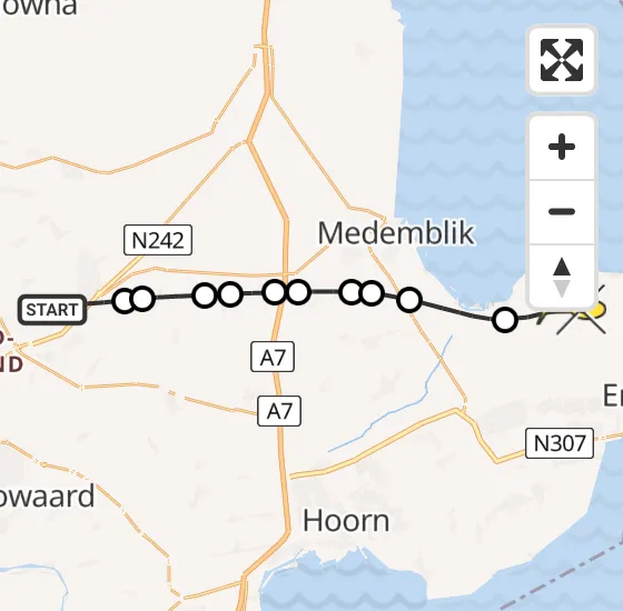 Vlucht Politiehelikopter PH-PXE van Nieuwe Niedorp naar Andijk op zondag 21 januari 2024 11:33