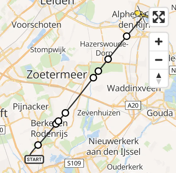 Vlucht Traumahelikopter PH-MAA van Rotterdam The Hague Airport naar Alphen aan den Rijn op vrijdag 1 maart 2024 21:31