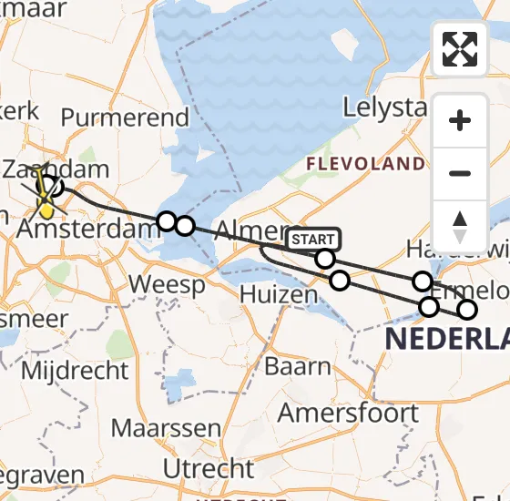 Vlucht Traumahelikopter PH-TTR van Almere naar Amsterdam Heliport op vrijdag 1 maart 2024 22:06