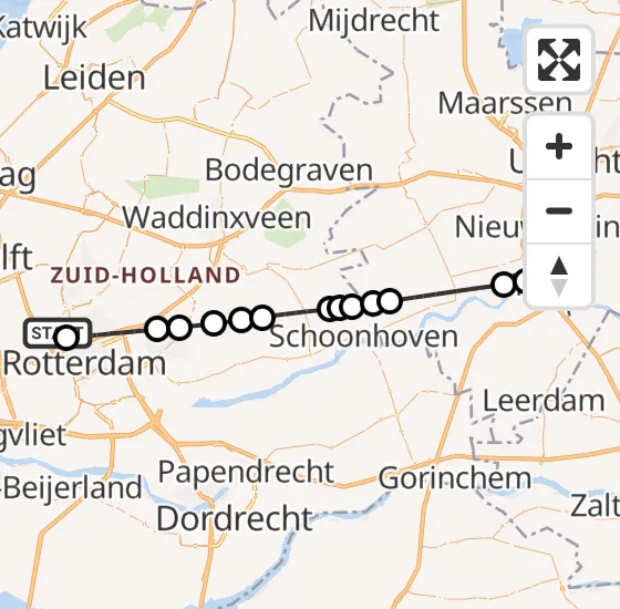 Vlucht Traumahelikopter PH-UMC van Rotterdam The Hague Airport naar Hagestein op maandag 18 maart 2024 18:44