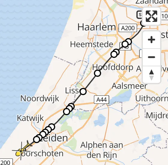 Vlucht Traumahelikopter PH-HVB van Amsterdam Heliport naar Wassenaar op maandag 18 maart 2024 23:34