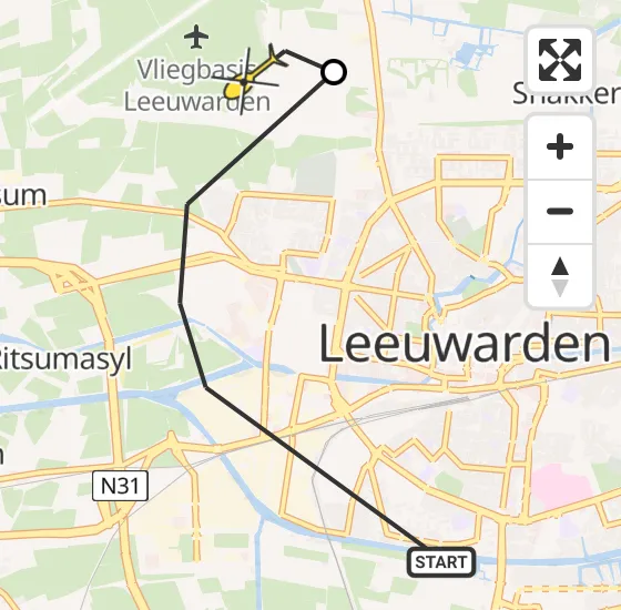 Vlucht Ambulancehelikopter PH-HOW van Leeuwarden naar Vliegbasis Leeuwarden op dinsdag 19 maart 2024 8:32
