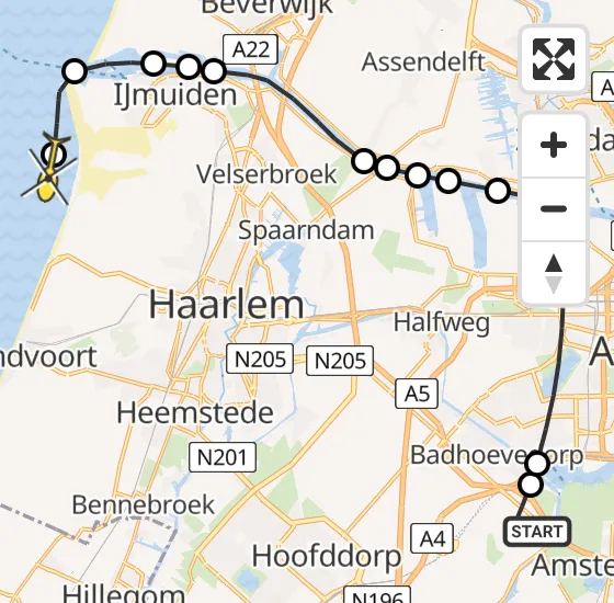 Vlucht Politiehelikopter PH-PXX van Schiphol naar Overveen op donderdag 28 maart 2024 7:41