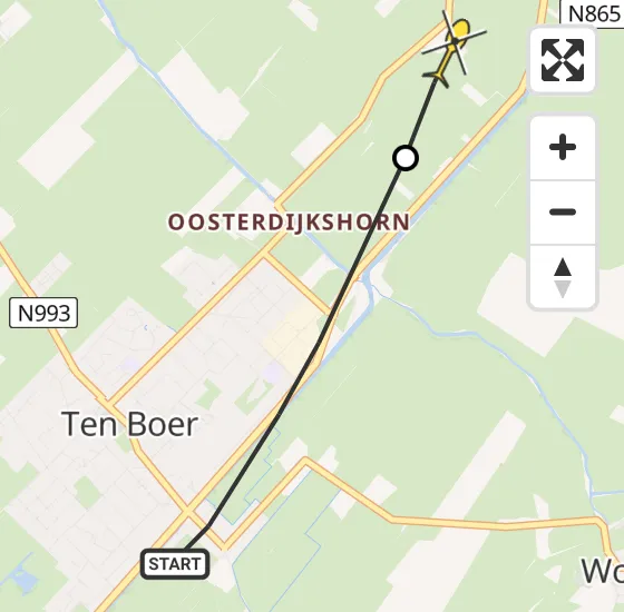 Vlucht Traumahelikopter PH-DOC van Ten Boer naar Ten Post op donderdag 28 maart 2024 9:00