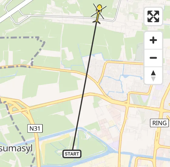 Vlucht Ambulancehelikopter PH-HOW van Leeuwarden naar Vliegbasis Leeuwarden op donderdag 28 maart 2024 11:38