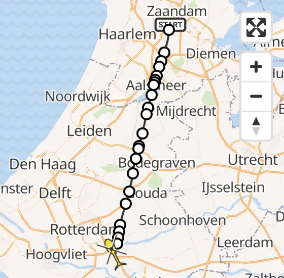 Vlucht Traumahelikopter PH-HVB van Amsterdam Heliport naar Ridderkerk op donderdag 28 maart 2024 11:48