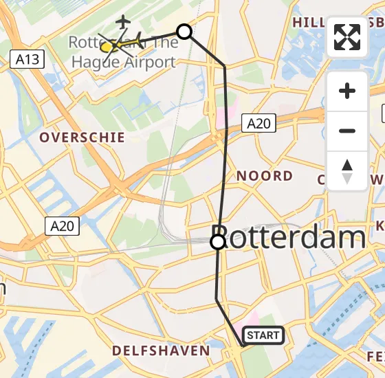 Vlucht Traumahelikopter PH-UMC van Erasmus MC naar Rotterdam The Hague Airport op donderdag 28 maart 2024 13:07