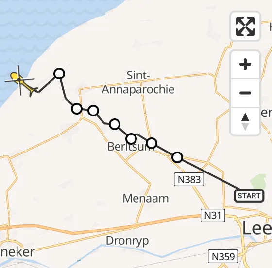 Vlucht Ambulancehelikopter PH-HOW van Vliegbasis Leeuwarden naar St.-Annaparochie op vrijdag 29 maart 2024 12:53