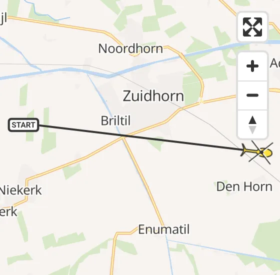 Vlucht Ambulancehelikopter PH-HOW van Niekerk naar Den Horn op vrijdag 29 maart 2024 13:41