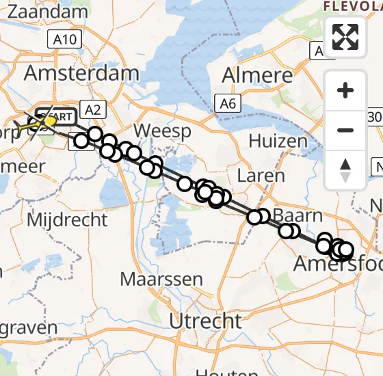 Vlucht Politiehelikopter PH-PXD van Amstelveen naar Schiphol op woensdag 10 april 2024 0:30