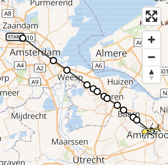 Vlucht Traumahelikopter PH-HVB van Amsterdam Heliport naar Amersfoort op dinsdag 16 april 2024 1:25