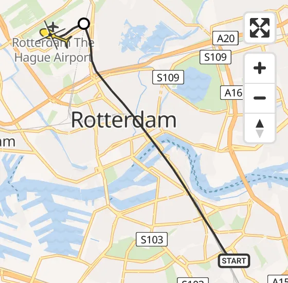 Vlucht Traumahelikopter PH-UMC van Rotterdam naar Rotterdam The Hague Airport op dinsdag 16 april 2024 1:52