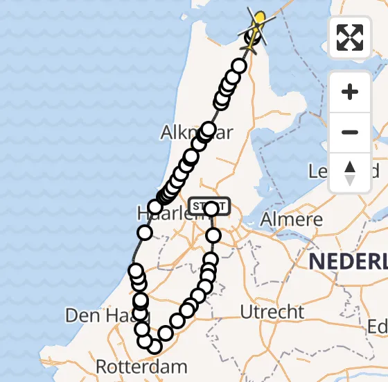 Vlucht Traumahelikopter PH-HVB van Amsterdam Heliport naar Den Oever op dinsdag 16 april 2024 8:39