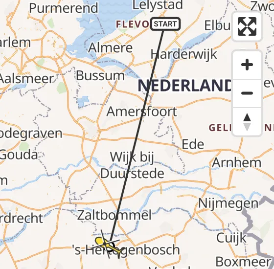 Vlucht Traumahelikopter PH-TTR van Lelystad Airport naar Vlijmen op dinsdag 16 april 2024 14:15