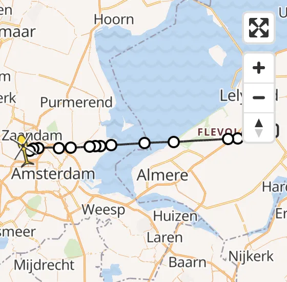 Vlucht Traumahelikopter PH-TTR van Lelystad Airport naar Amsterdam Heliport op dinsdag 16 april 2024 14:21