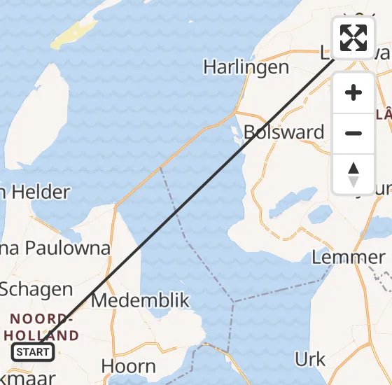 Vlucht Traumahelikopter PH-TTR van Broek op Langedijk naar Vliegbasis Leeuwarden op dinsdag 16 april 2024 16:27