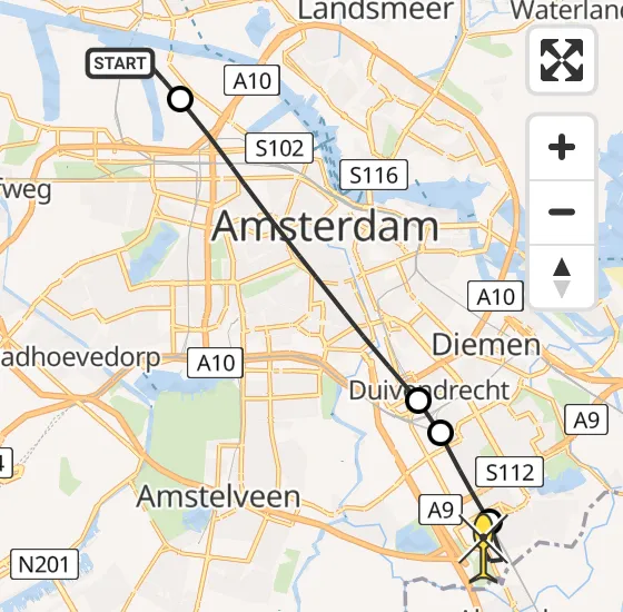 Vlucht Traumahelikopter PH-UMC van Amsterdam Heliport naar Academisch Medisch Centrum (AMC) op dinsdag 16 april 2024 17:02