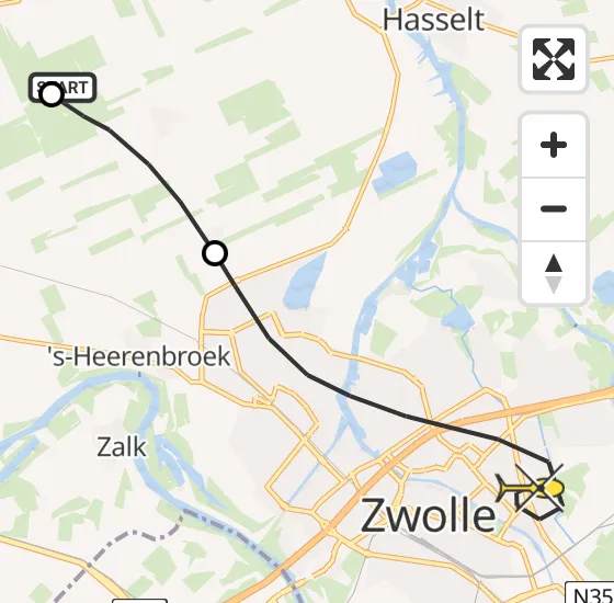 Vlucht Traumahelikopter PH-TTR van Genemuiden naar Zwolle op woensdag 17 april 2024 8:15