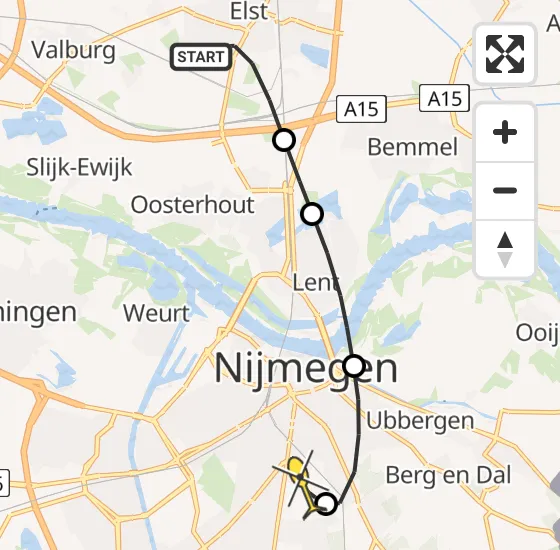 Vlucht Traumahelikopter PH-LLN van Elst naar Radboud Universitair Medisch Centrum op woensdag 17 april 2024 8:19