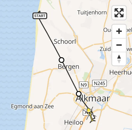 Vlucht Traumahelikopter PH-TTR van Schoorl naar Alkmaar op woensdag 17 april 2024 9:50