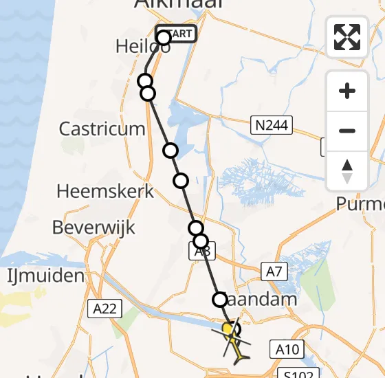 Vlucht Traumahelikopter PH-TTR van Alkmaar naar Amsterdam Heliport op woensdag 17 april 2024 10:35