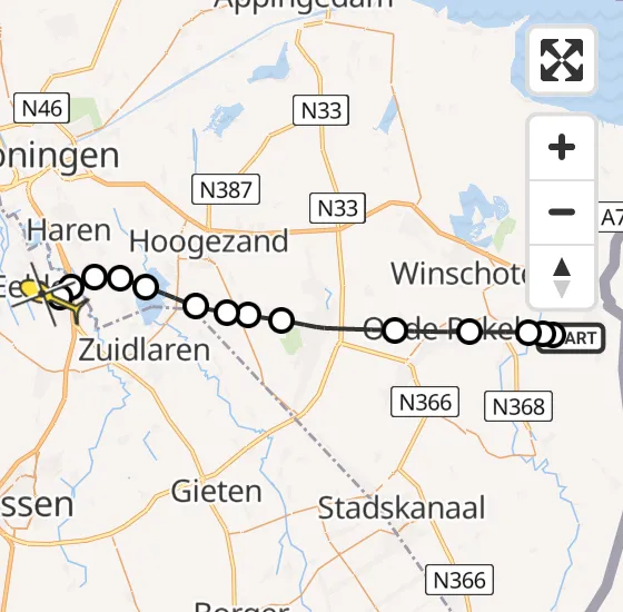 Vlucht Traumahelikopter PH-DOC van Bellingwolde naar Groningen Airport Eelde op donderdag 18 april 2024 7:03
