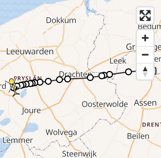 Vlucht Traumahelikopter PH-DOC van Groningen Airport Eelde naar Goënga op donderdag 18 april 2024 14:17