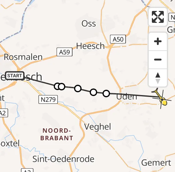 Vlucht Politiehelikopter PH-PXA van 's-Hertogenbosch naar Vliegbasis Volkel op donderdag 18 april 2024 14:20