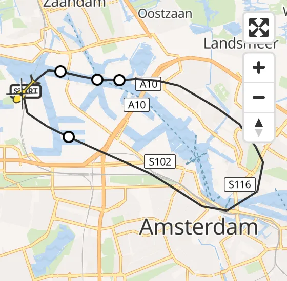Vlucht Traumahelikopter PH-TTR van Amsterdam Heliport naar Amsterdam Heliport op donderdag 18 april 2024 22:09