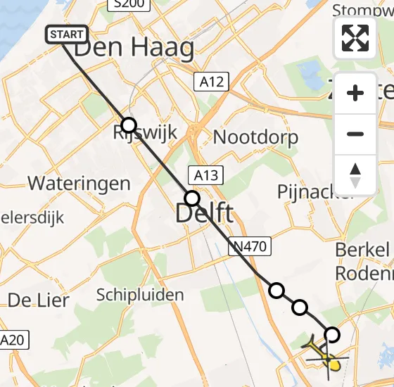 Vlucht Traumahelikopter PH-UMC van Den Haag naar Rotterdam The Hague Airport op donderdag 18 april 2024 23:02