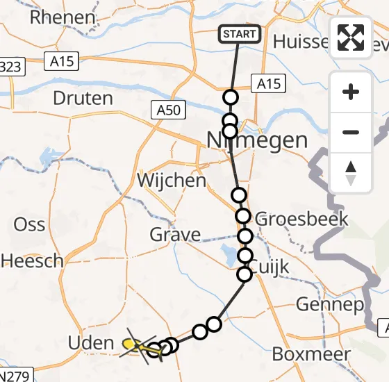 Vlucht Traumahelikopter PH-LLN van Arnhem naar Vliegbasis Volkel op vrijdag 19 april 2024 10:41