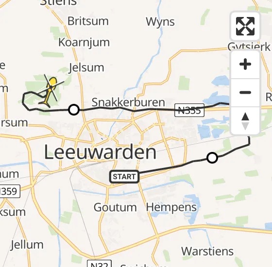 Vlucht Ambulancehelikopter PH-OOP van Leeuwarden naar Vliegbasis Leeuwarden op zaterdag 20 april 2024 7:11