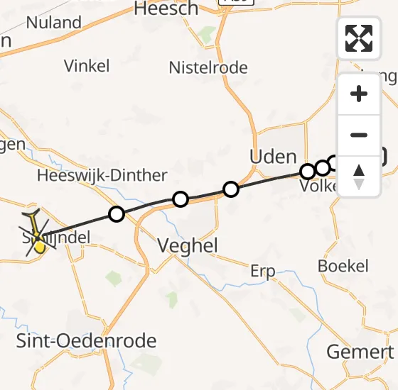 Vlucht Traumahelikopter PH-LLN van Vliegbasis Volkel naar Schijndel op zaterdag 20 april 2024 10:23