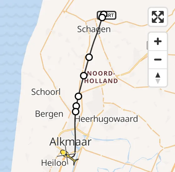 Vlucht Traumahelikopter PH-TTR van Wieringerwaard naar Alkmaar op zaterdag 20 april 2024 13:09