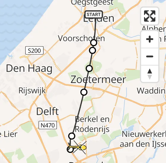 Vlucht Traumahelikopter PH-UMC van Leiden naar Rotterdam The Hague Airport op maandag 22 april 2024 19:23
