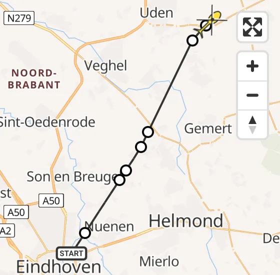 Vlucht Traumahelikopter PH-LLN van Eindhoven naar Vliegbasis Volkel op maandag 22 april 2024 23:51