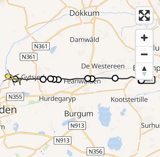 Vlucht Ambulancehelikopter PH-OOP van Buitenpost naar Miedum op dinsdag 23 april 2024 20:47