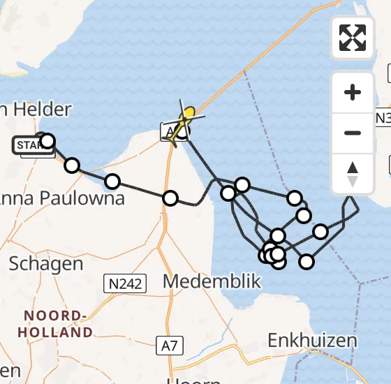 Vlucht Kustwachthelikopter PH-BSR van Vliegveld De Kooy naar Den Oever op woensdag 24 april 2024 12:44