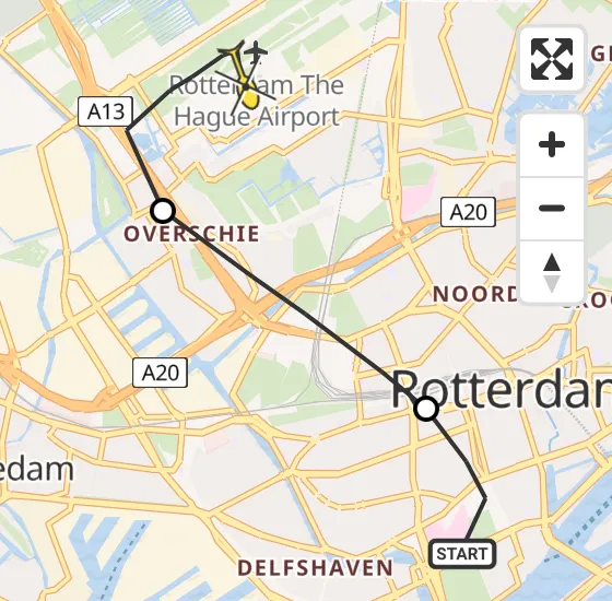 Vlucht Traumahelikopter PH-UMC van Erasmus MC naar Rotterdam The Hague Airport op woensdag 24 april 2024 20:35