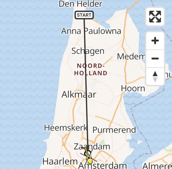 Vlucht Kustwachthelikopter PH-BSR van Vliegveld De Kooy naar Amsterdam Heliport op donderdag 25 april 2024 6:48