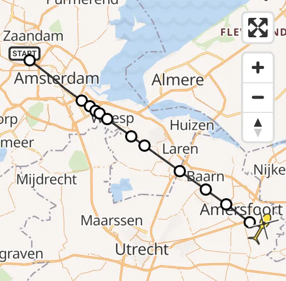 Vlucht Traumahelikopter PH-TTR van Amsterdam Heliport naar Leusden op donderdag 25 april 2024 11:32