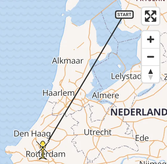 Vlucht Traumahelikopter PH-DOC van Workum naar Rotterdam The Hague Airport op donderdag 25 april 2024 13:10
