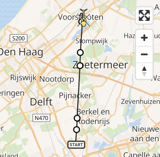 Vlucht Traumahelikopter PH-UMC van Rotterdam The Hague Airport naar Voorschoten op donderdag 25 april 2024 13:21