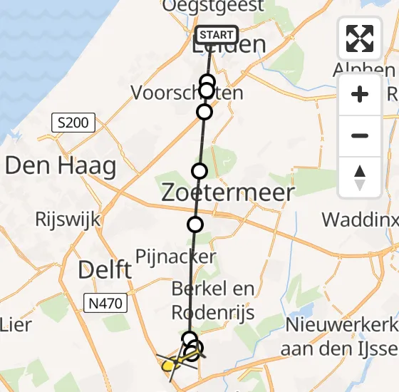 Vlucht Traumahelikopter PH-UMC van Leiden naar Rotterdam The Hague Airport op donderdag 25 april 2024 14:20
