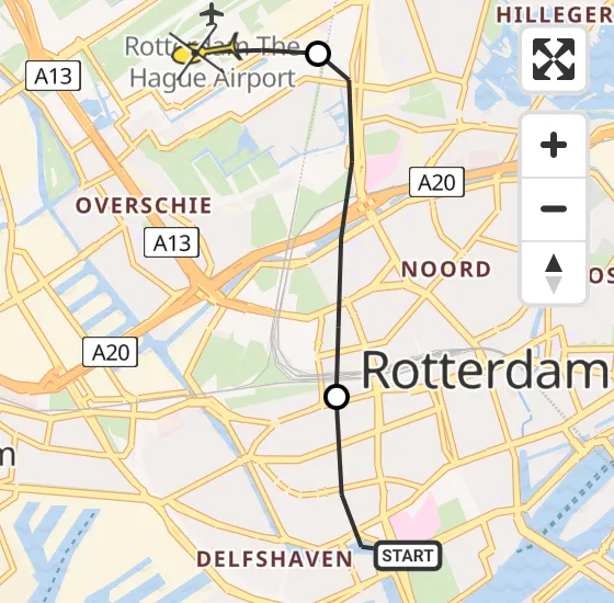 Vlucht Traumahelikopter PH-TTR van Erasmus MC naar Rotterdam The Hague Airport op donderdag 25 april 2024 19:04